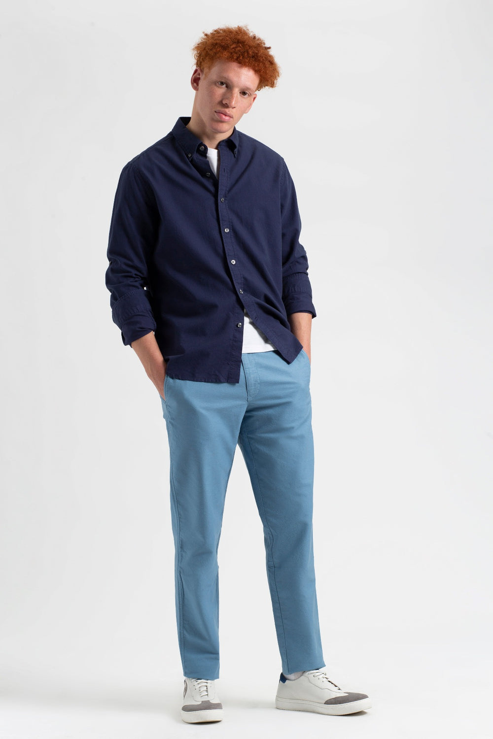 Pantalon Ben Sherman Beatnik Oxford Slim Taper Garment Dye Chino Bleu | IZV-92553573